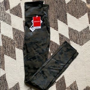 Spanx faux leather camo leggings